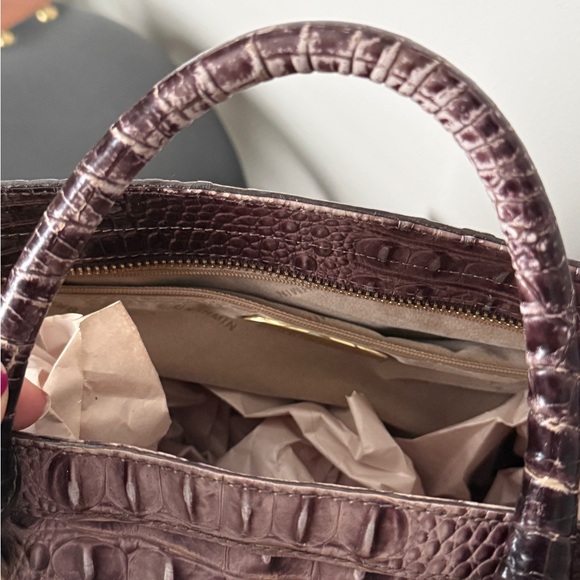 Brahmin Wine Colored Crocodile-Embossed Satchel